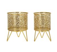 Lot de 2 Cache-Pots Design "Piny" 20cm Or