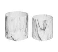 Atmosphera Créateur d'intérieur - Set de 2 cache-pots céramique effet marbre noir/blanc D12/D15 cm