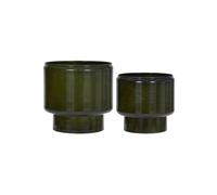 Lot de 2 cache-pots en acier recyclé vert, à poser, avec drainage - House Doctor, Pile - 30x30x31 cm