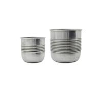 Lot de 2 cache-pots en aluminium argent antique HDGroove