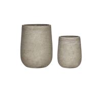 Lot de 2 cache-pots en béton beige, à poser, trous de drainage, motif discret - House Doctor, Ardo - 28x28x36 cm