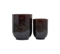 Lot de 2 cache-pots en céramique marron foncé, autoportants, intérieur/extérieur - House Doctor, Pho - 35x35x45 cm