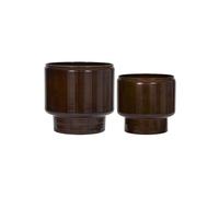Lot de 2 cache-pots en fer recyclé marron, à poser, trous de drainage, bouchons - House Doctor, Pile - 30x30x31 cm
