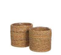 Lot De 2 Cache-Pots En Jonc De Mer Marron Clair H20 Marron