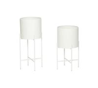 Lot de 2 cache-pots en métal blanc, à poser - Hübsch, Airy - 25x25x45 cm