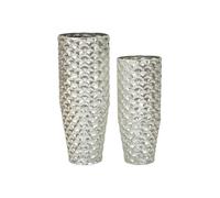 Lot de 2 Cache-Pots en Métal "Silvy" 92cm Argent