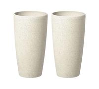 Lot de 2 cache-pots en pierre beige 23 x 23 x 43 cm ABDERA