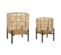Lot de 2 Cache-Pots en Rotin ""Elvia"" 47cm Naturel