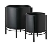 Lot de 2 Cache-Pots ronds sur Pieds en Métal noir - MAYAN - HOUSE_NORDIC Noir G