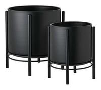Lot de 2 Cache-Pots ronds sur Pieds en Métal noir - MAYAN - HOUSE_NORDIC Noir G