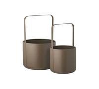 Lot de 2 Cache-Pots ronds sur Pieds en Métal Taupe - MERYL - HOUSE_NORDIC