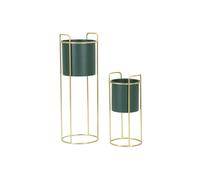 Lot de 2 Cache-Pots sur Pied "Grent Slim" 70cm Vert & Or
