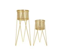 Lot de 2 Cache-Pots sur Pied ""Mara"" 46cm Or