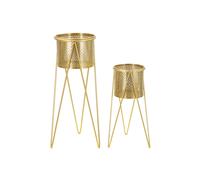 Lot de 2 Cache-Pots sur Pieds "Iva" 46cm Or