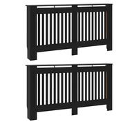 Lot de 2 cache-radiateurs noirs 152 x 19 x 81,5 cm en matériau à base de bois - Couvercle élégant pour radiateurs dans le salon et la chambre à coucher - Durable et facile à monter