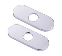 Lot de 2 cache-trous de robinet d'évier de cuisine en acier inoxydable 304 pour trous de robinet inutilisés, interfaces de lave-vaisselle, 160 mm x 36 mm, noir/chrome (chromé)