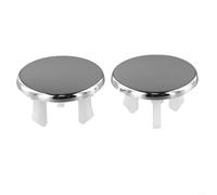 Lot de 2 cache-trous de trop-plein chromés de rechange pour lavabo de salle de bain - Convient aux trous de trop-plein standard de 22 mm et 24 mm avec bordure ronde