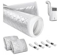 Lot de 2 cache-tuyaux de 150 x 53 cm pour climatiseurs, climatiseurs mobiles, avec 4 boucles, isolation pour tuyau d'échappement de 13 à 15 cm, protection contre la poussière (argenté)