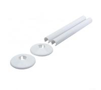 Lot de 2 cache-tuyaux de radiateur avec colliers pour tuyaux de 15 mm, finition chromée, adaptés aux tuyaux de radiateur de salle de bain pour créer un look élégant (blanc)
