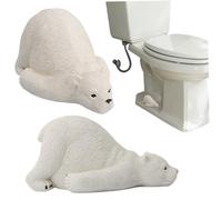 Lot de 2 cache-vis de toilette décoratifs en forme d'ours polaire mignons pour salle bain 10, 4 x 5, 1 cm
