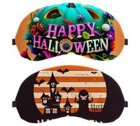 Lot de 2 cache-yeux et masques pour les yeux avec lettres d'Halloween, bloquant la lumière, doux et respirant