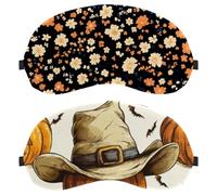 Lot de 2 cache-yeux et masques pour les yeux en forme de citrouille d'Halloween avec chapeaux de cowboy, bloquant la lumière, doux et respirant