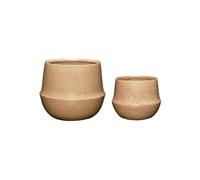 Lot de 2 caches-pots en céramique beige, autoportants - Hübsch, Vibe - 23x23x19 cm