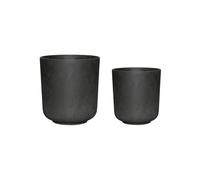 Lot de 2 caches-pots en polyrésine noir, à poser, design épuré - Hübsch, Among - Ø25 cm H28 cm