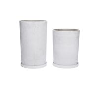 Lot de 2 caches-pots en résine gris, ronds, à poser - Hübsch, Podium - Ø31x41 cm