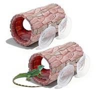 Lot de 2 cachettes creuses en résine pour reptiles avec 2 ventouses pour terrarium et dragons barbu, geckos à crête, grenouilles