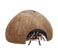 Lot de 2 cachettes naturelles en noix de coco pour reptiles, lézard, araignée et poissons d'aquarium (surface naturelle)