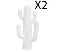 Lot de 2 Cactus décoratifs, plante artificielle décorations d'extérieur coloris blanc - Longueur 28 x Profondeur 14,5 x Hauteur 57
