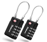 Lot de 2 cadenas à bagages approuvés par la TSA, cadenas à combinaison à 4 chiffres en métal, étanche, serrure réinitialisable sans clé pour casiers, sacs, salle de sport, portail - Noir