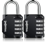 Lot de 2 cadenas à combinaison à 4 chiffres - Serrure d'extérieur résistante aux intempéries pour casier de gym et casier d'école, serrure à code réinitialisable robuste pour garage, abri de jardin