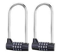 Lot de 2 cadenas à combinaison à 5 chiffres, câble flexible de 7 mm de large, cadenas à anse longue, verrouillage de sécurité réinitialisable pour casier de gym, placard, bagages, armoire, extérieur