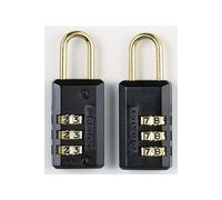 Master Lock 646EURT Pack de 2 Cadenas à Combinaison avec Corp en Zinc, Noir, 6,3 x 2 x 1 cm