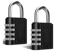 Lot de 2 Cadenas à Combinaison, FineGood 4 Chiffres Serrures à Combinaison pour Porte de Garage Ecole Gymnase Piscine Bagage Cabinet Valise Boîte à Outils - Noir