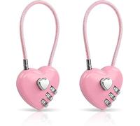 Lot de 2 cadenas à combinaison rose à 3 chiffres en forme de cœur pour casier d'école, de gym, pour cadenas de bagages à câble approuvé par la TSA, pour casier de sport, bagages, clôture, sac à dos