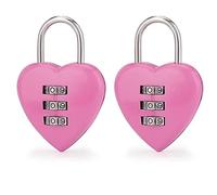 Lot de 2 cadenas à combinaison rose en forme de cœur pour filles et femmes, mini cadenas à code réinitialisable à 3 chiffres pour l'école - Cadenas à combinaison rose