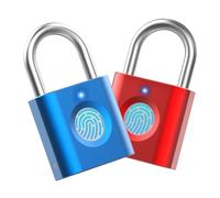 Lot de 2 cadenas à empreintes digitales pour le sport (rouge bleu) eLinkSmart Mini cadenas sans clé pour bagages, cartable, boîte à outils