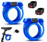 Lot de 2 cadenas à vélo, cadenas à vélo léger avec code 120cm, haute sécurité, étanche et à combinaison réinitialisable, idéal pour les cadeaux, les vélos de montagne et les motos, Bleu