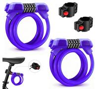 Lot de 2 cadenas à vélo, cadenas à vélo léger avec code 120cm, haute sécurité, étanche et à combinaison réinitialisable, idéal pour les cadeaux, les vélos de montagne et les E-Bike grills, Violet