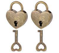 Lot de 2 cadenas avec clé en forme de cœur - Mini cadenas d'amour - Petit cadenas avec clé - Cadenas en forme de cœur - Vintage - En forme de cœur - Pour journal intime, bijoux, boîte de rangement