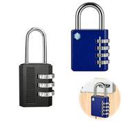 Lot de 2 Cadenas Code, 1Pc Grand 4 Chiffres Bleu & 1Pc Petit 3 Chiffres Noir, Cadenas Casier Robuste en Métal pour École, Gym, Valise, Vestiaire, Coffre et Extérieur, Sécurité Sans Clé