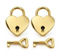 Lot de 2 cadenas d'amour dorés - Cadenas en forme de cœur avec clé - Petit cadenas en métal en forme de cœur pour journal, boîte à bijoux, carnet - Cadeau pour elle pour la Saint-Valentin et un