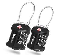Lot de 2 cadenas de bagages approuvés par la TSA, cadenas à combinaison en alliage, cadenas étanche à 3 chiffres, serrure d'extérieur réinitialisable sans clé acceptée par la TSA, pour casiers, sacs