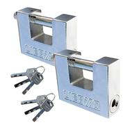 Lot de 2 cadenas de sécurité robustes de 50 mm en acier inoxydable anti-effraction avec clés, cylindre anti-perçage pour conteneurs, portails, abris de jardin, entrepôts