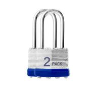 Lot de 2 cadenas d'extérieur à clé avec la même clé - Cadenas à clé en acier laminé avec anse longue, pour loquet à moraillon, abris de jardin, clôtures, casier de rangement, école, salle de sport