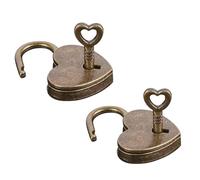 Lot de 2 cadenas en laiton antique en forme de cœur - Cadenas de voyage et de rangement