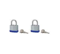 THIRARD Lot de 2 Cadenas SLICE 40 mm S'entrouvrant A LAMELLE | Corps Acier à Lamelles, Anse Acier Cémenté Nickelé, Finition Zingué, Pour Utilisation Intérieure, 4 Clés Laiton Nickelé.
